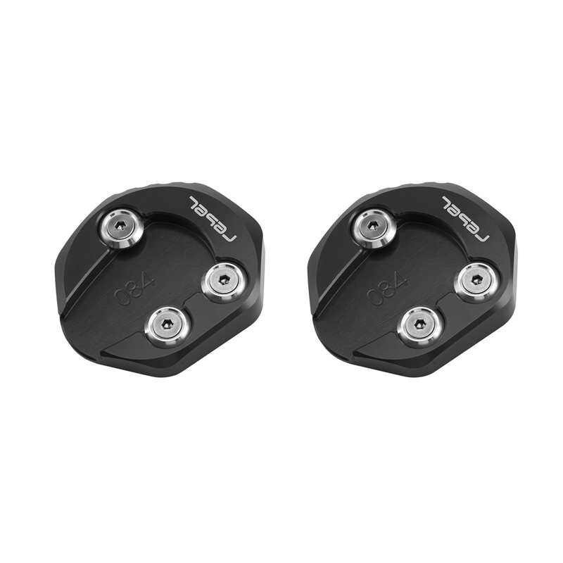 2X Motorcycle Kickstand Extension Pad Side Stand Enlarger Plate for Rebel CMX300 CMX500 2017-2021(Black)