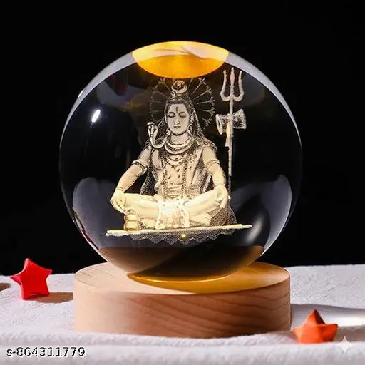 3D Crystal Ball Night Stand Lamp, Lord Shiva