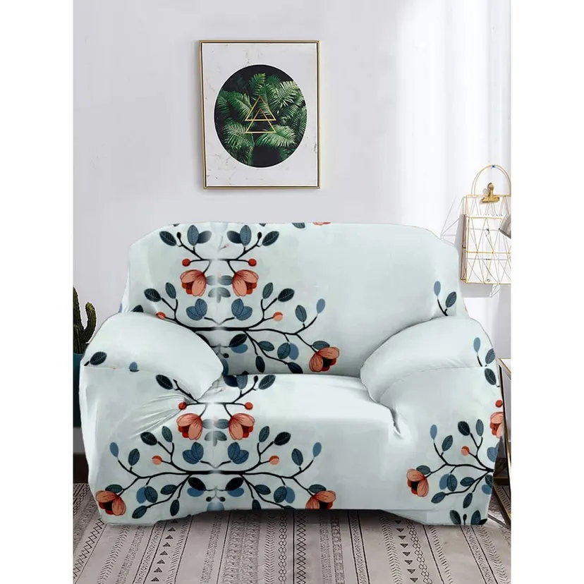 Stretchable Sofa Cover 1 Seater - White Printed
