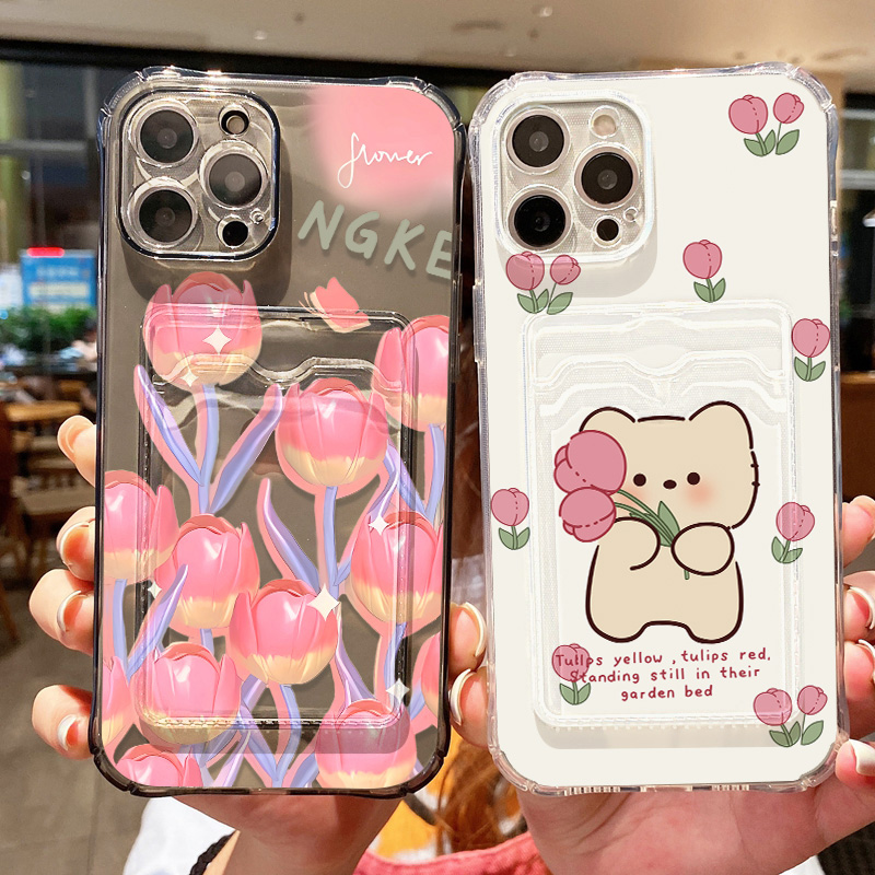 For iPhone 16 15 14 13 12 11Pro Max Transparent Phone Case Little Daisy White Magnolia Flower Clear Cover