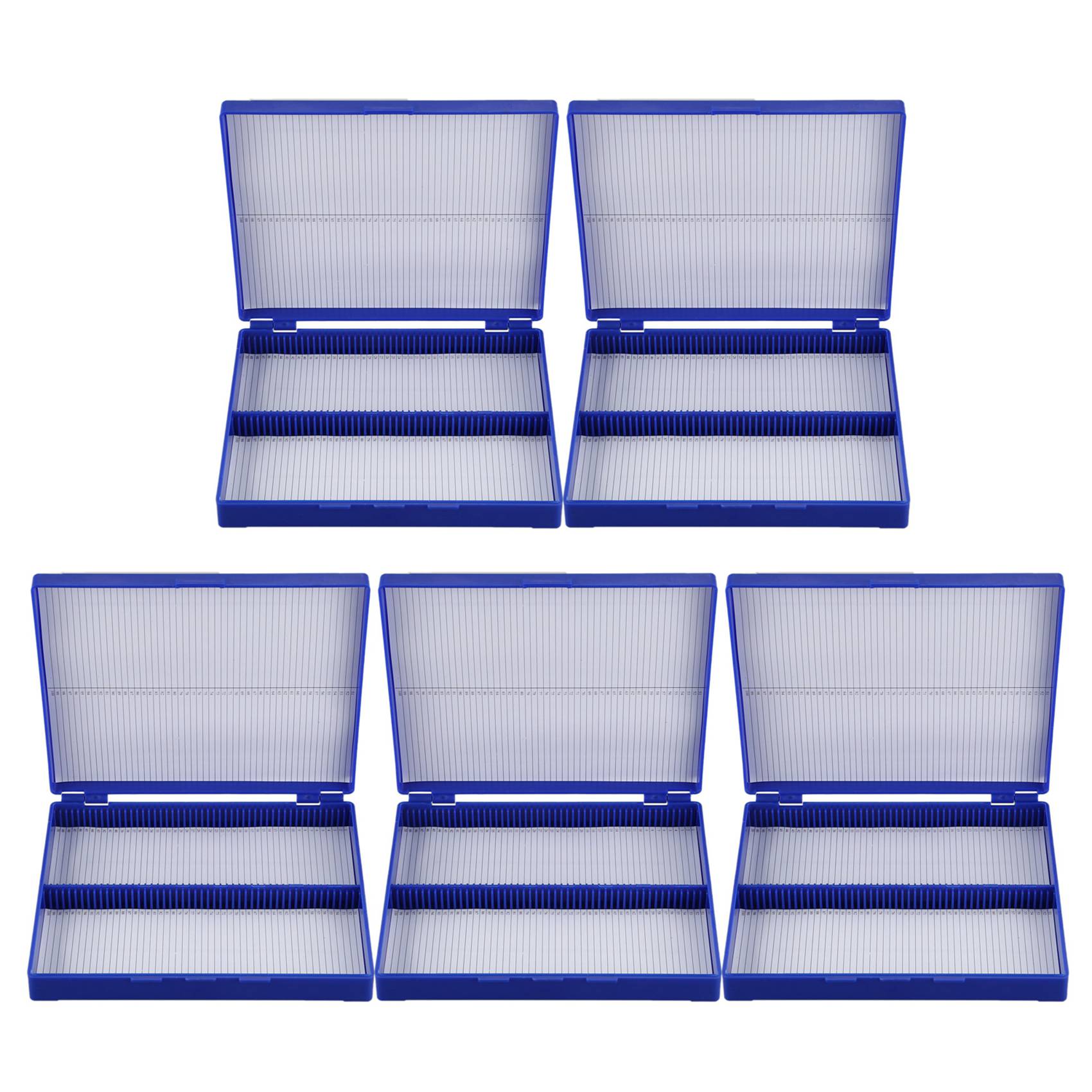 fasdaga 5X Royal Blue Plastic Rectangle Hold 100 Microslide Slide Microscope BoX