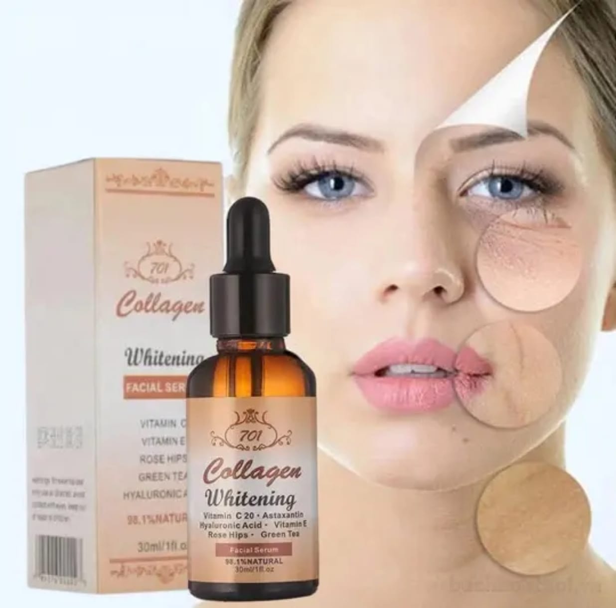 Collagen Plus Facial Serum with Vitamin C, Vitamin E, Rosehip & Green Tea - Brightening & Anti-Aging Formula (30ml)