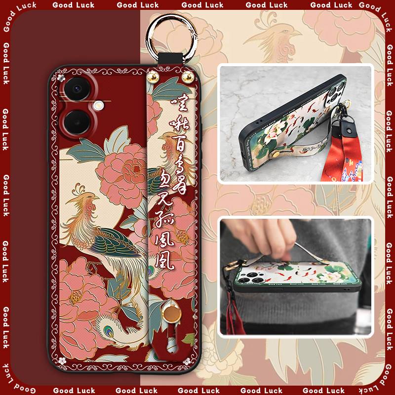 Wristband Durable Phone Case For TCL 50 5G old lady Shockproof ring protective Waterproof Anti-dust Lanyard for mom