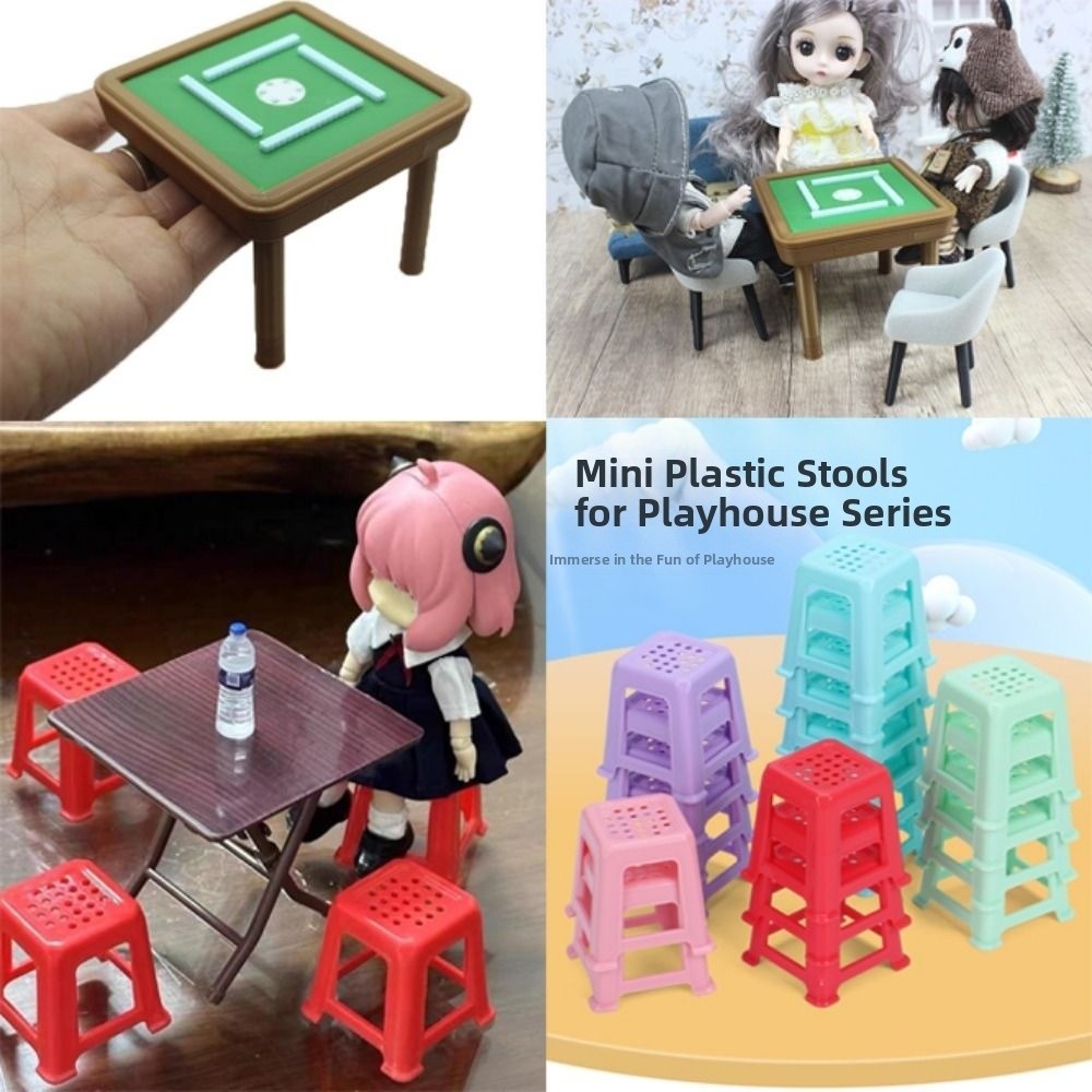 New Multicolors Chinese Mahjong Pocket Table Set PP/PLA 1:12 Dollhouse Mini Furniture Models Kids Kids Play Toys Miniature Things Dollhouse Accessories