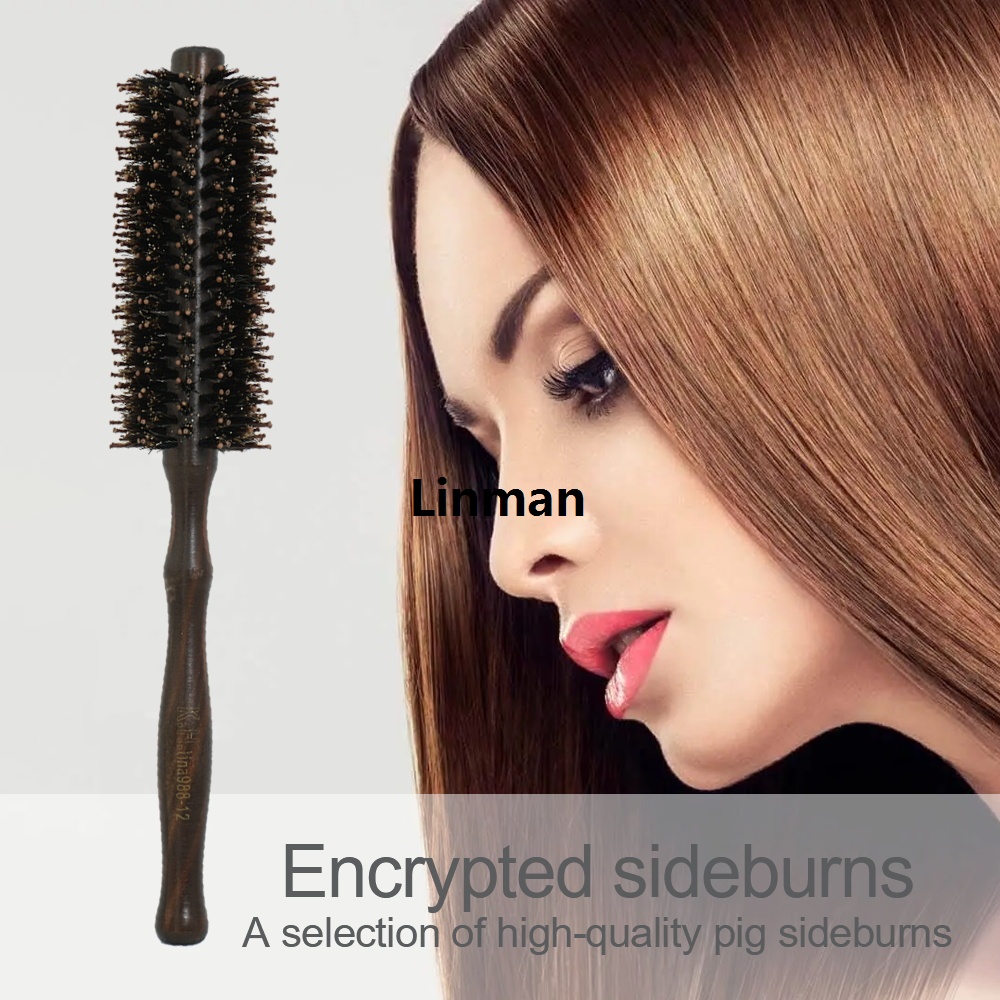 Brush Brush Roll Round Boar Wood Handle Bristle Bristle Comb Professional Anti Static Tease Brush Barber Styling Tool