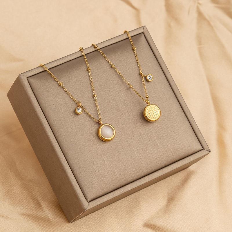【Mega Sale】2023 New Fashion Light Luxury Niche Sense No Falling Blessed Necklace Women's Steel Clavicle Chain