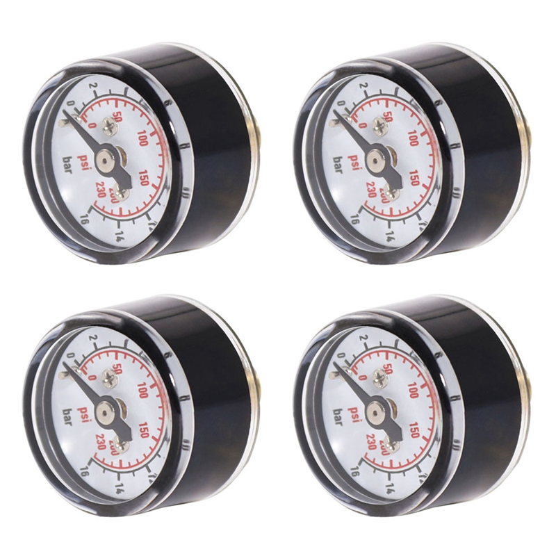 NAMUNY 4X Scuba Diving Air Mini Micro-Pressure Gauge Manometer Manometer 16Bar,1/8 NPT Thread