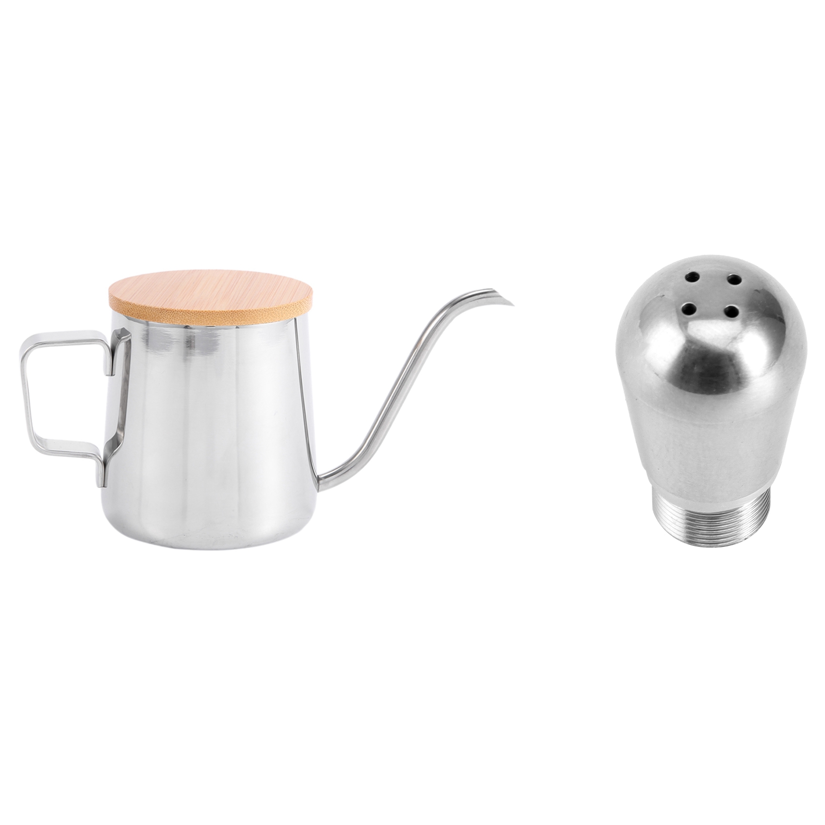 NAMUNY 1 Pcs 250Ml Stainless Steel Teapot Drip Coffee Pot & 1 Pcs 4 Holes Coffee Machine Steam Nozzle