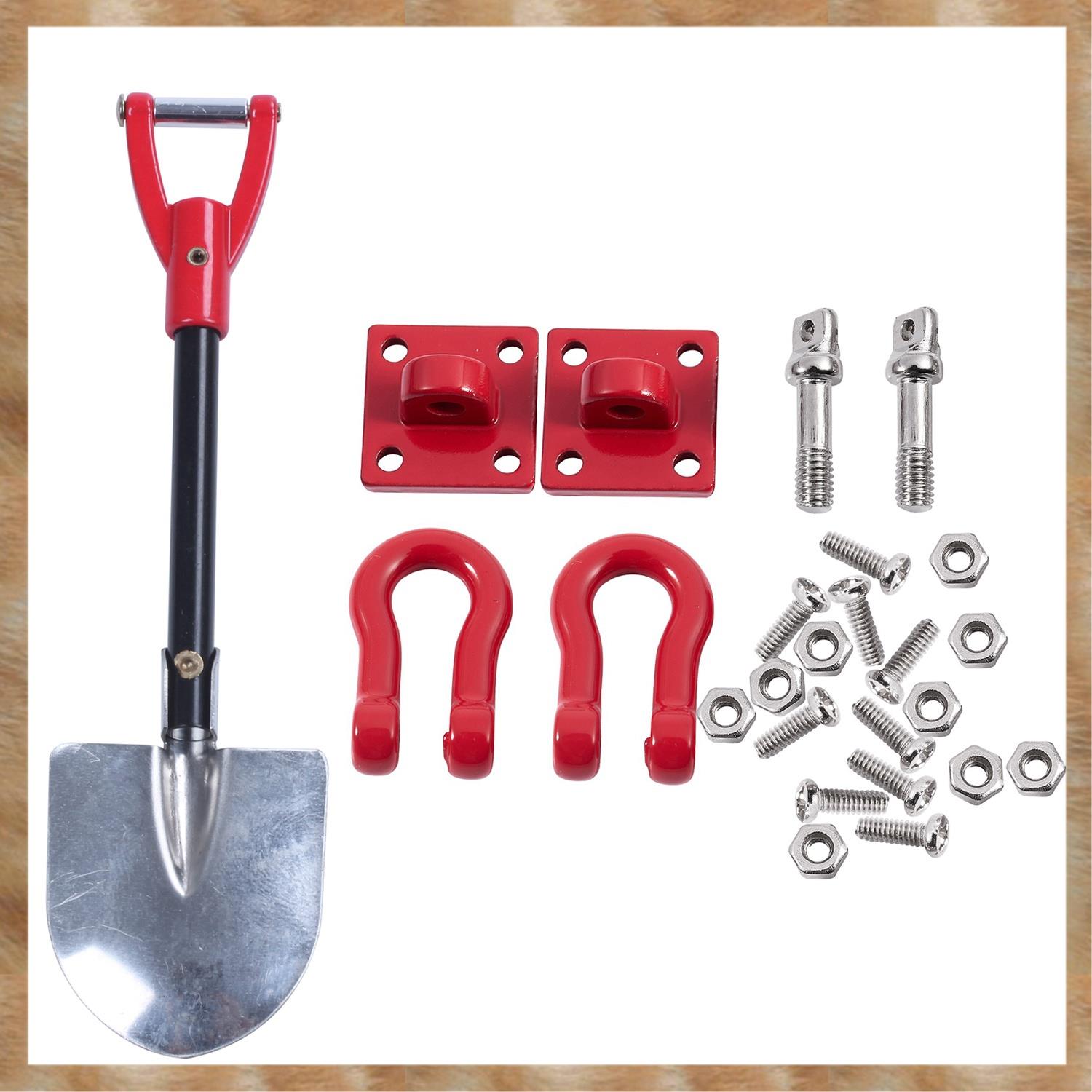 Kqueebee 3 Pcs for 1:10 Scale RC Crawler SCX10 Car Accessories: 1 Pcs Metal Shovel for RC D90 Crawler Car & 1 Pair Trailer Hook