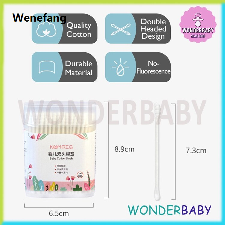 Wenefang Baby Cotton Swab (1Box 200Pcs) Double Head Ear Bud Children Ear Nose Picking