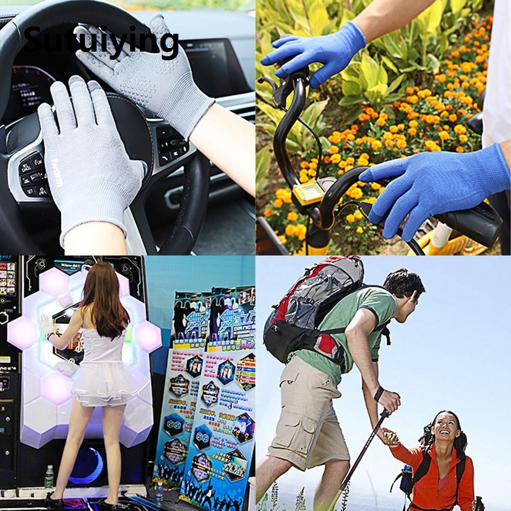 Sutuiying Gloves For Adults Sun Protection Outdoor Letter Touch Screen Five Fingers Women Sunscreen Gloves Men Gloves Climbing Mittens