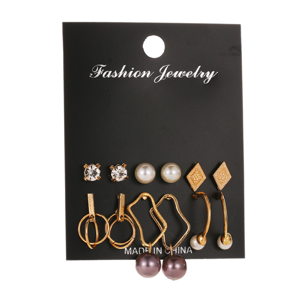【Happy LifeStore】5 Pairs Wo Fashion Wo Geometric Acetate Dangle Long Earrings Wedding Birthday Party pendientes Z77