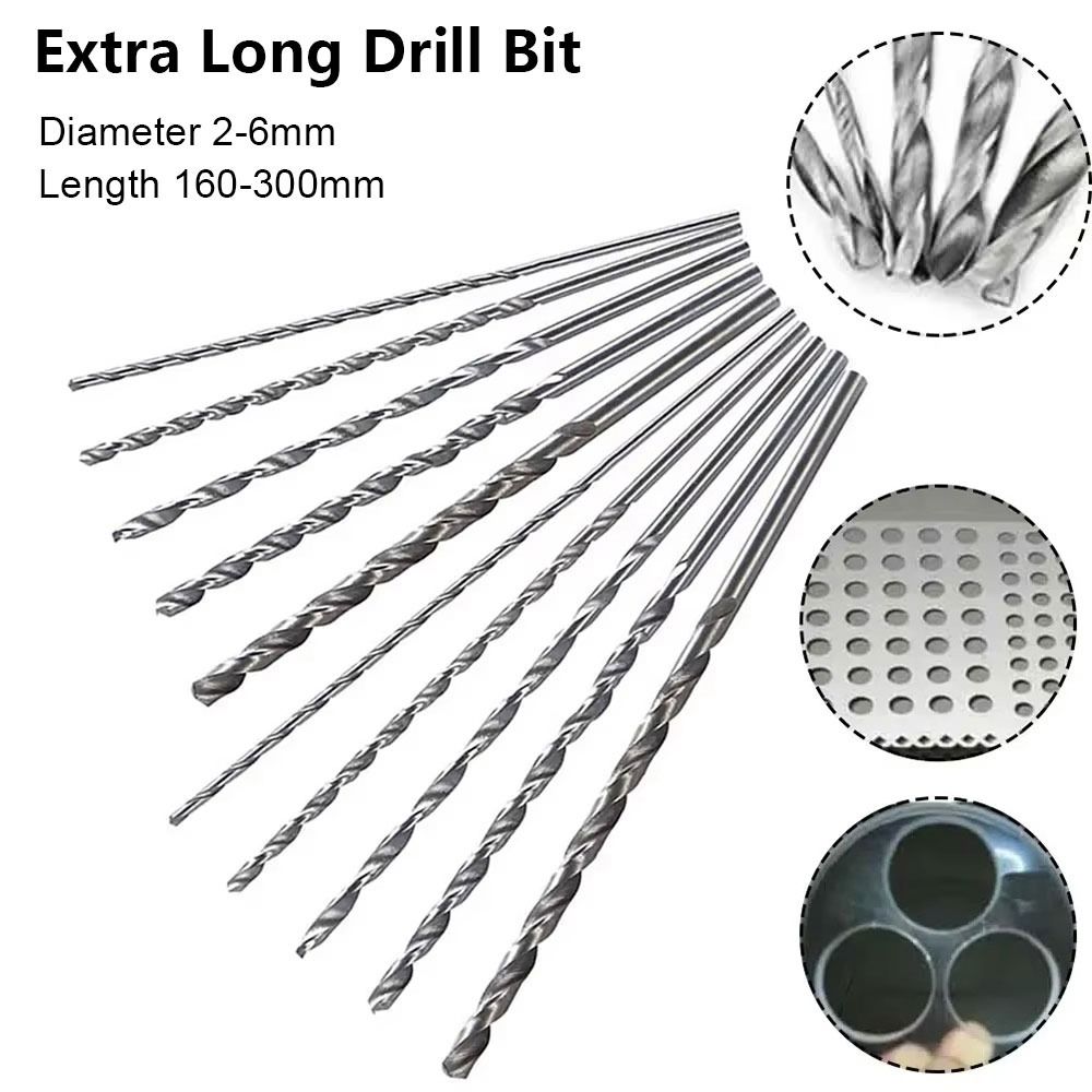 1Pcs New Diameter 2-6mm Extra Long Drill Bit Length 160-300mm Straight Shank Drilling Tool HSS Steel Power Tool for Wood Aluminum Plastic