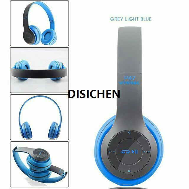 DISICHEN Blue Colour P47 Bluetooth 4.1 Headphone Wireless Headband Earphone Hands Free Music Headset With MF/TF (Features i11 i7s i12 i15 S530 XB450 Fold Solo) 121671065 NN Collection New style