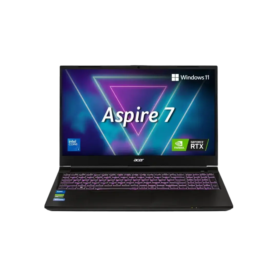 Acer Aspire 7 (A715-59G) Intel Core 7 240H (15th Generation) - 16GB RAM - 512GB NVMe SSD - NVIDIA RTX 3050 6GB Graphics - 15.6" FHD (1920x1080) 144Hz Display - Backlit Keyboard - Windows 11 Home - Black