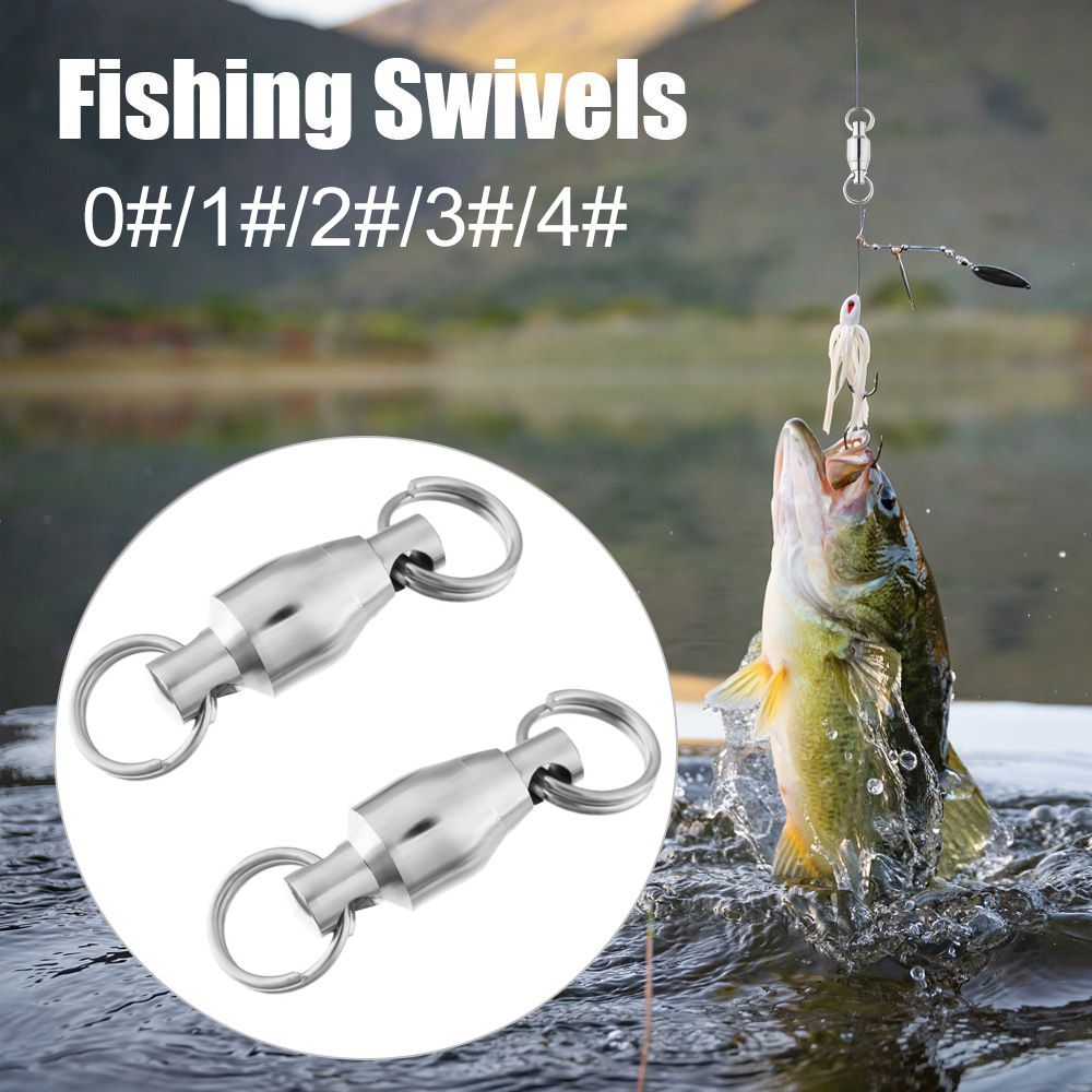 50pcs New Solid Ring 1#-8# Bearing Barrel Fishing Snap Connector with Pin Heavy Duty Ball Rolling Swivel