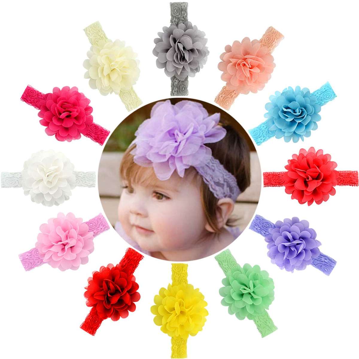 3 Pcs Baby Hair Band (Assorted color)