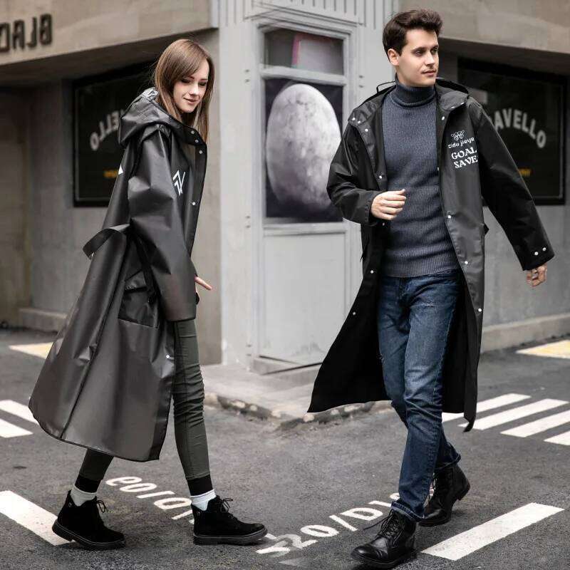 2025 Black EVA Raincoat Mens Outdoor Hiking Poncho Ladies Waterproof Travel Windbreaker Long Rain Coat