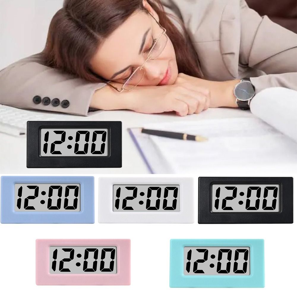 Car Time Display Digital Clock Mini LED Clock Cute Portable Screen Desktop Clock 24Hour Mute Snooze Desk Clock Student