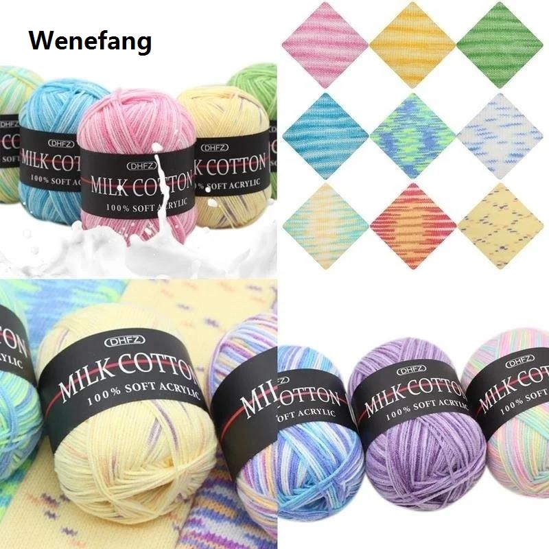 Wenefang Mixed Colour 50g Knitting Yarn Knitting Tool Cotton Profesional Yarn Crochet Milk Soft Baby Cotton Wool Yarn