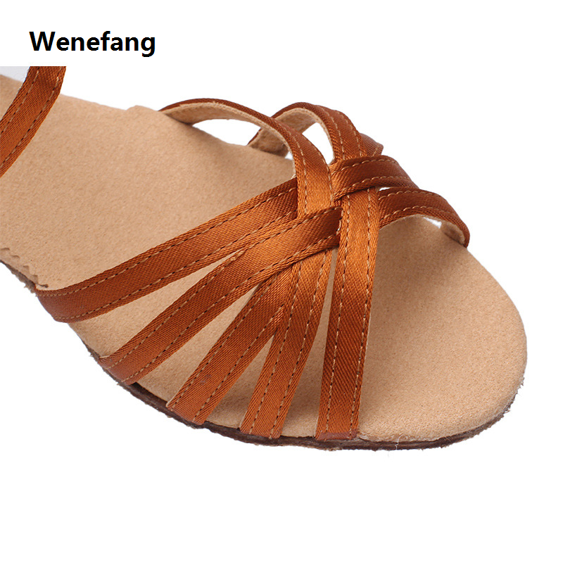 Wenefang Girl Latin Dance Shoes Women's High Heels Satin Ballroom Party Luxury Modern Salsa Professional Dance Shoes Soft Sole Ladies 3cm/4cm