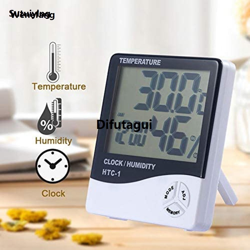 Wenefang Sutuiying HTC-1 Electronic Thermohygrometer Weather Station With Clock Fifty New percent discount LCD Electronic Digital Temperature Humidity Meter Household