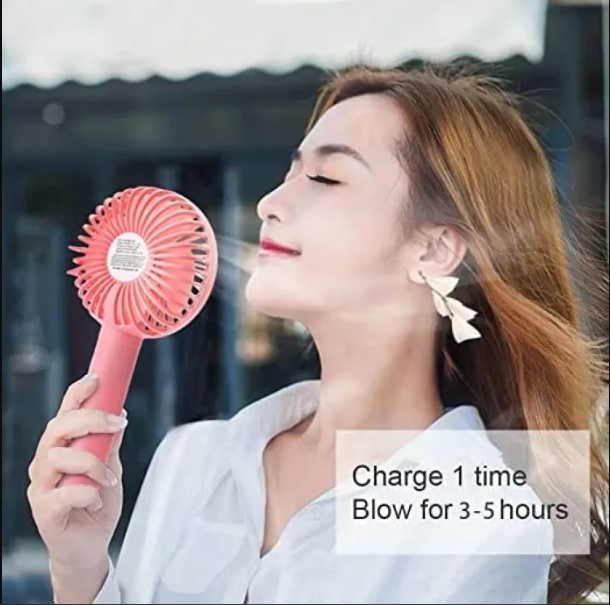 Mini Portable Fan Rechargeable With Stand 3 Speed And Long Lasting Battery Backup- Multicolor