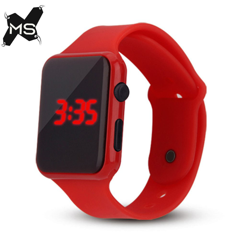 Led Digital Maga Watches For Men Women Sports Wrist Watch Children Square Display red