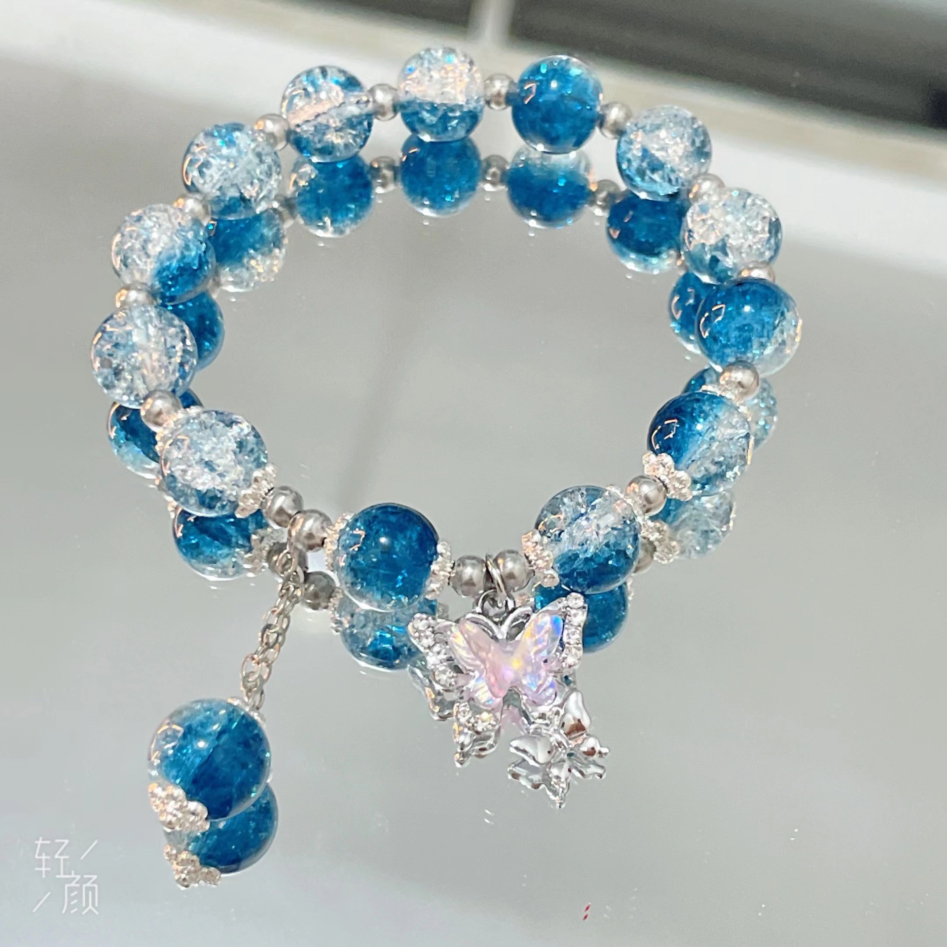 quality】Boxed Blue Floral Butterfly Bracelet Fashion Design High Ins Girlfriend Sweet Popcorn Beads Bracelet