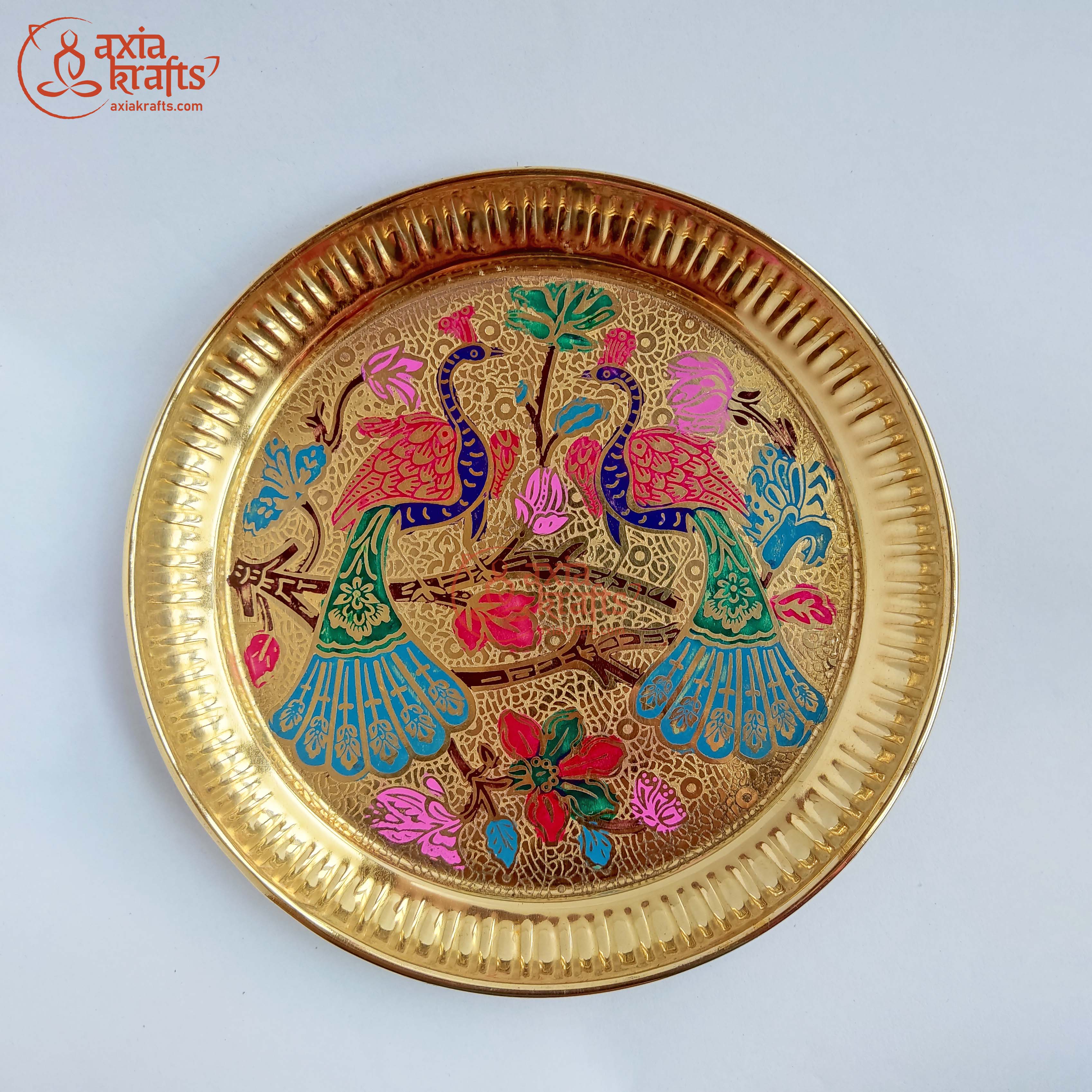Axia Krafts Mayur Puja Thaali 7.5Inches