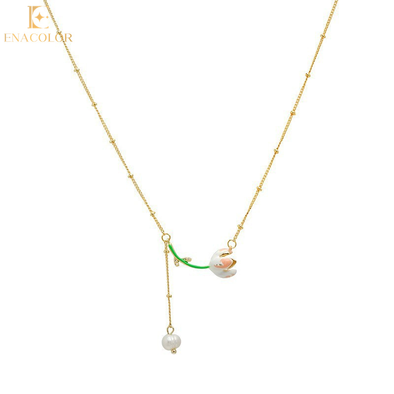 New Elegant Female Tulips Necklace Pendant for Pearl Flower Neckaces Party Jewelry
