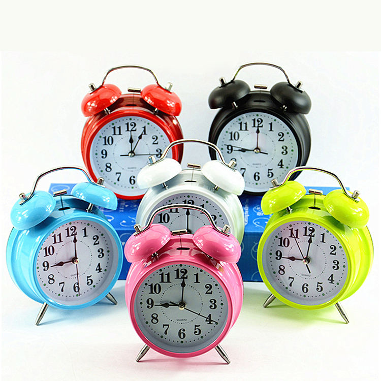 Mini 4-Inch Bell Alarm Table Clock | Silent Movement with Night Light & Loud Bell - Perfect for Office, Bedroom & Gifts