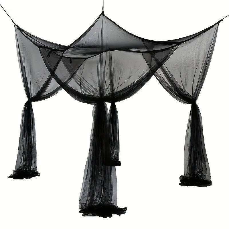 1pcs Portable Mosquito Net for Home & Outdoor - Dustproof Square Top 4 Doors Design Lightweight Polyester Mesh with Easy Setup