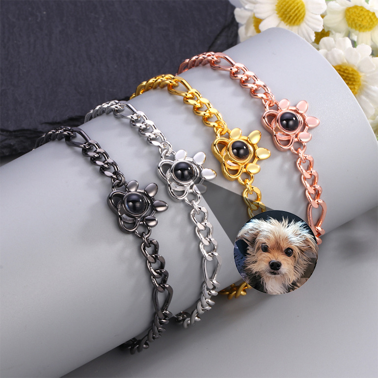 【New Arrivals】Dog Claw Projection Bracelet Female 100 Languages I Love You Color Photo Custom Wrist Hand