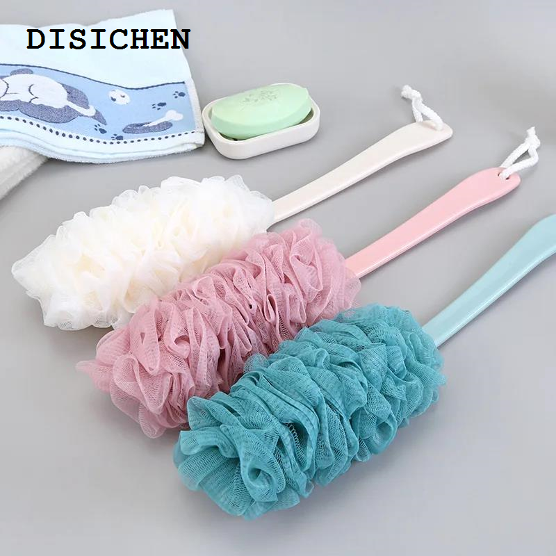 DISICHEN Sales promotion New Body Bath Shower Scrubber Brushes Long Handle Hanging Soft Mesh Back Sponges Bathroom Shower Brush Body Cleaning Accessories