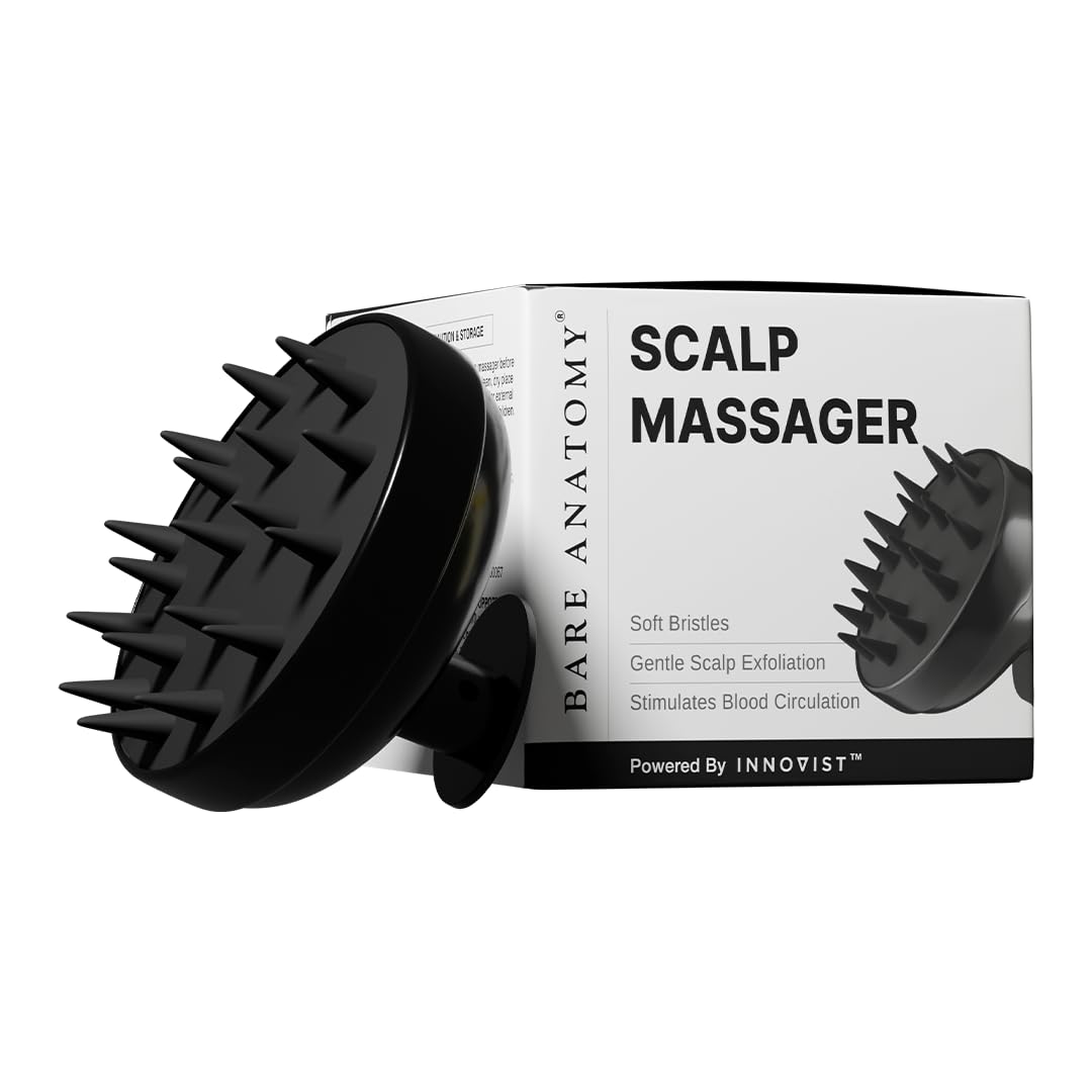 Bare Anatomy Hair Scalp Massager Brush for Men & Women | Soft Silicon Bristles for Scalp Exfoliation Treatment | Suitable for All Hair & Scalp Types