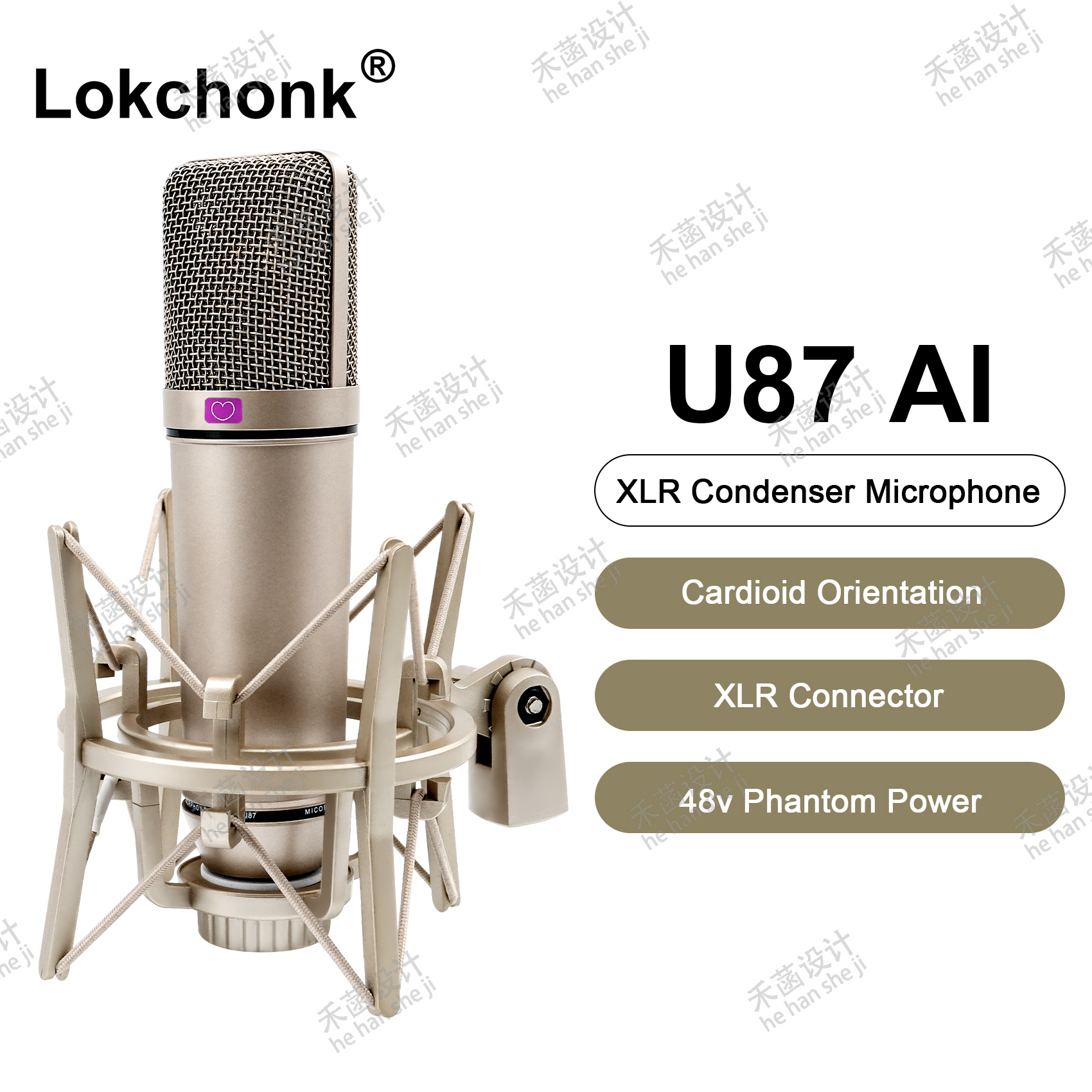 U87 AI XLR Condenser Microphone Professional Cardioid Studio Mic for Recording Podcasting Voice Over Streaming Home Studio Bles Online DZ-37A-19