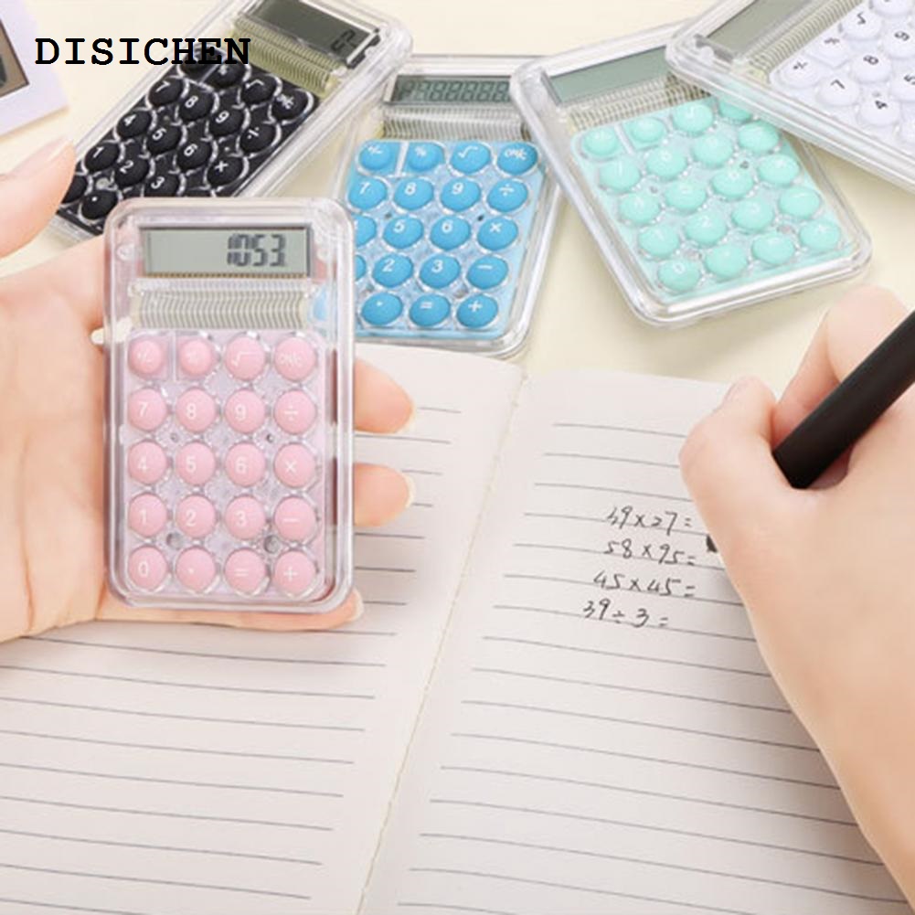 DISICHEN 2025 Mini Calculator Rebound Key Anti-slip Base Student Calculator Students Portable Transparent Electronic Calculator