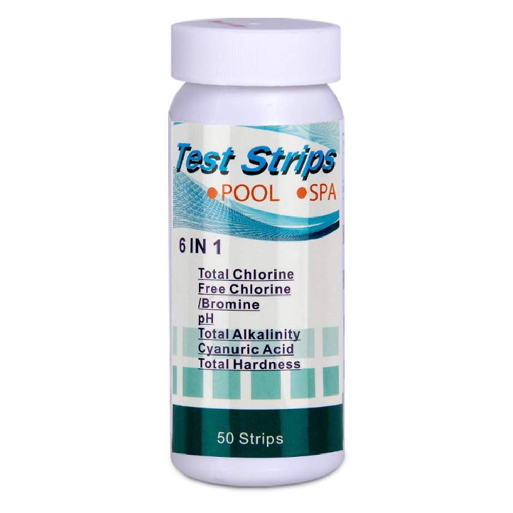 ARELENE 50Pcs 6-In-1 Swimming Pool PH Test Paper Residual Chlorine PH Value Alkalinity Hardness Test Strip PH Tester