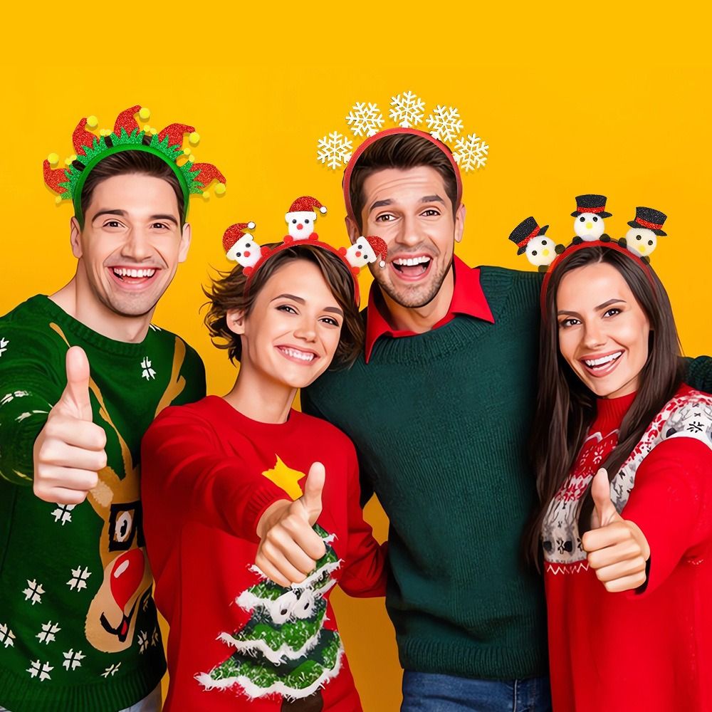 Children Gifts Cute Christmas Headbands Wear-resistant Reindeer Snowflake Elk Headdress Funny Exquisite Cosplay Headbands Party Favors