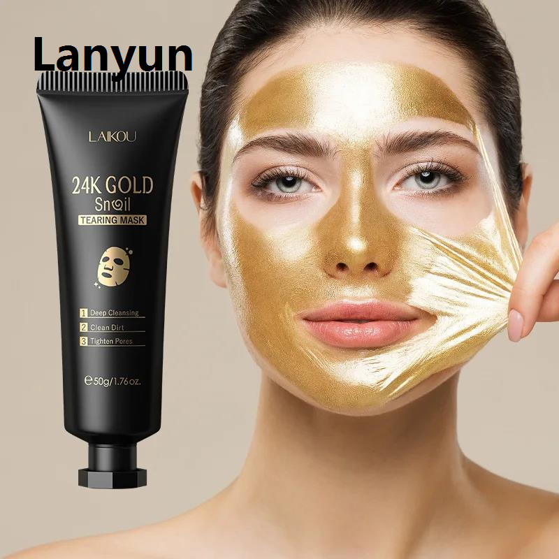 Lanyun LAIKOU 24K Gold Snail Collagen Peel Off Tearing Face High Quality Mask Deep Cleansing Remove Blackhead Face Care 50g