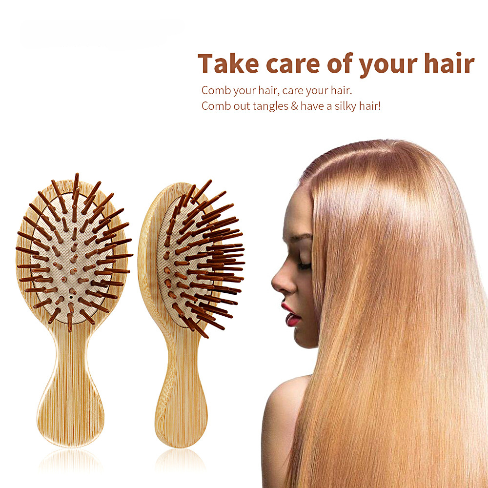 Hair loss Wood comb Ergonomic Healthy Professional Paddle cushion hair loss brush Cushion Bamboo Massage brush for Hair salon Daily grooming Hair care routine All hair types Promotes scalp