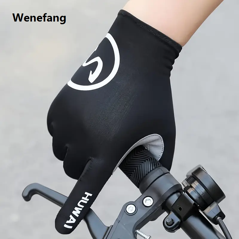 Wenefang Summer Men Gloves Ice Silk Non-slip Sun Driving Glove Fishing Gloves Breathable Cycling Hiking Glove Full Finger Gloves