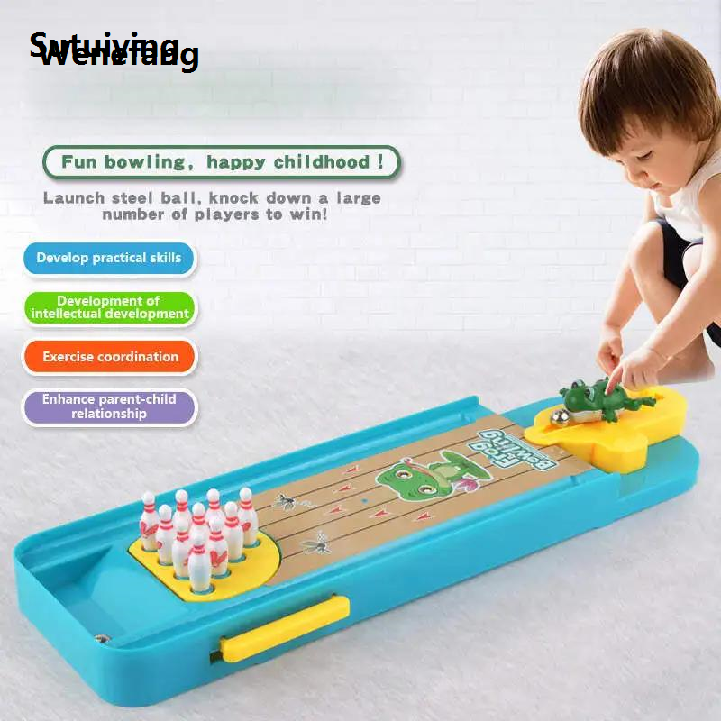 Wenefang Sutuiying Mini Desktop Bowling Game Funny Table Sports Board Game Family New Party New Holiday Toy Interactive Training Game for Kids and Adults