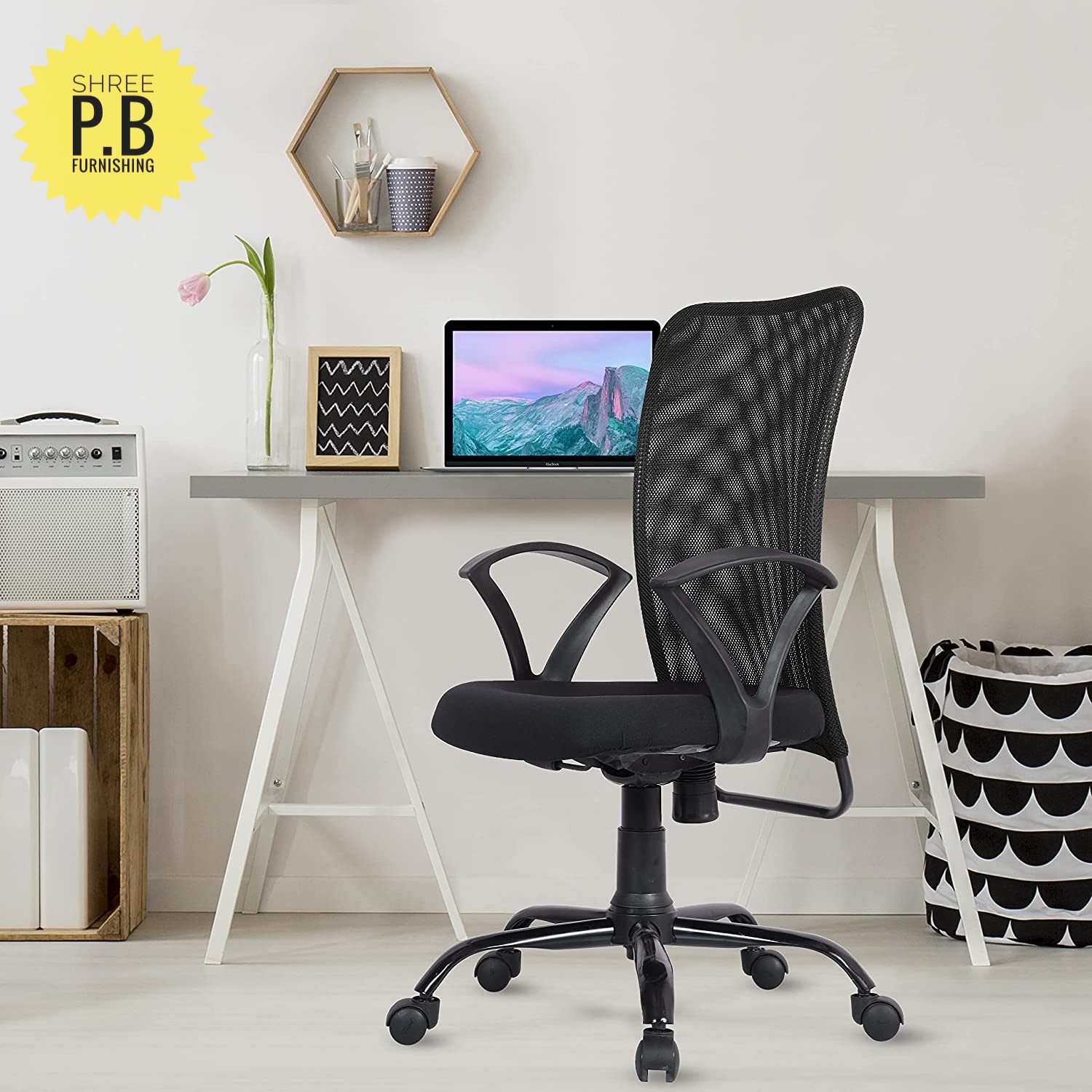 Mid-Back Revolving Breathable Mesh Back Chair Ergonomically Suitable for Home/Office Use