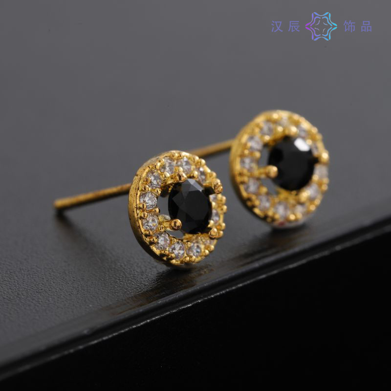 【New Arrivals】Full Diamond Earrings Men's Black Zircon S925 Silver Needle Anti-allergy All-match Earrings Women's Fashionable High-end Simple Accessories