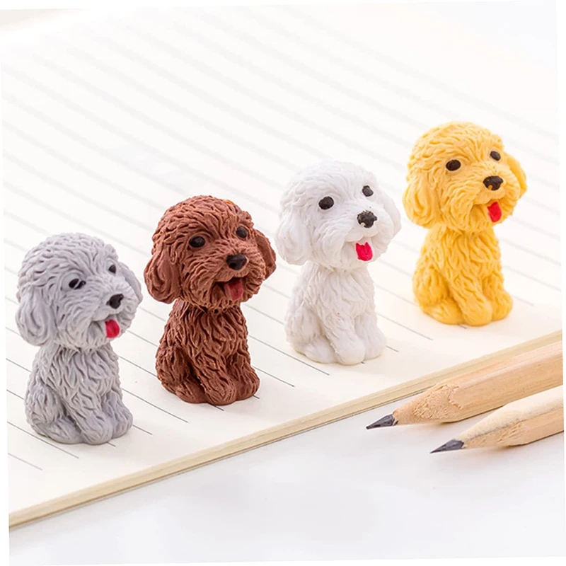 1PC Cute Cartoon Plush Dog Eraser Cute Animal Eraser For Kids School Office Reward Supplies