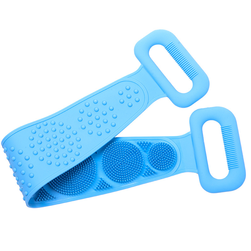 Silicone Back Scrubber for Shower with Long Handle Bathroom Tool for Deep Cleaning Soft Bristles Brush