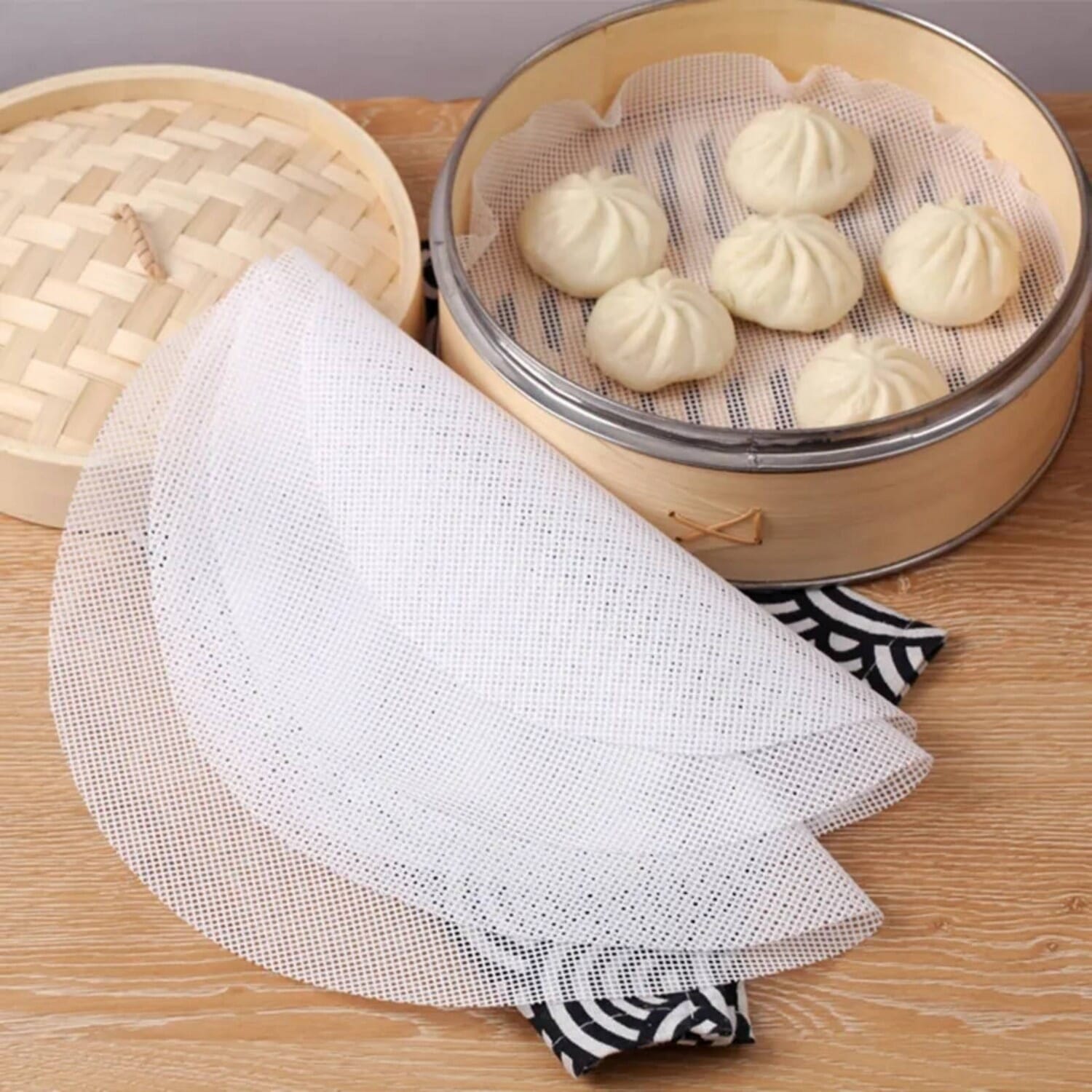 1 Pcs 40\40Cm Non stick Silicone Steamer Liners Mesh Mat Pad Steamed Buns Dumplings Baking Pastry Dim Sum Mesh
