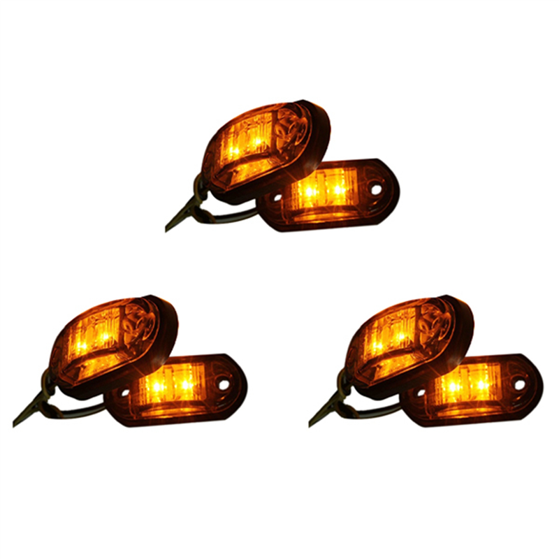ZOROOM 3X 12V / 24V 2 LED Side Marker Lights Lamp for Car Truck Trailer E-Marked Amber